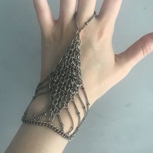 Free People Silver Ring Chain Bracelet